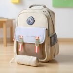 Sac à Dos pour Enfants avec Trousse Assortie KBAG Beige – حقيبة ظهر مدرسية للأطفال مع مقلمة بيج