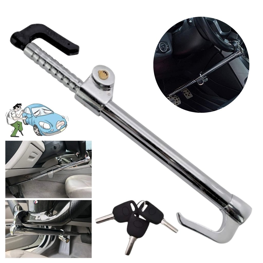 Serrure-universelle-de-frein-de-volant-antivol-retractable-double-crochet-embrayage-de-voiture-serrure-de-pedale-2.jpg Serrure antivol Standard de frein et volant rétractable double crochet En Acier Inoxydable - قفل مضاد للسرقة فرامل وعجلة قيادة من الفولاذ المقاوم للصدأ - الصورة 1