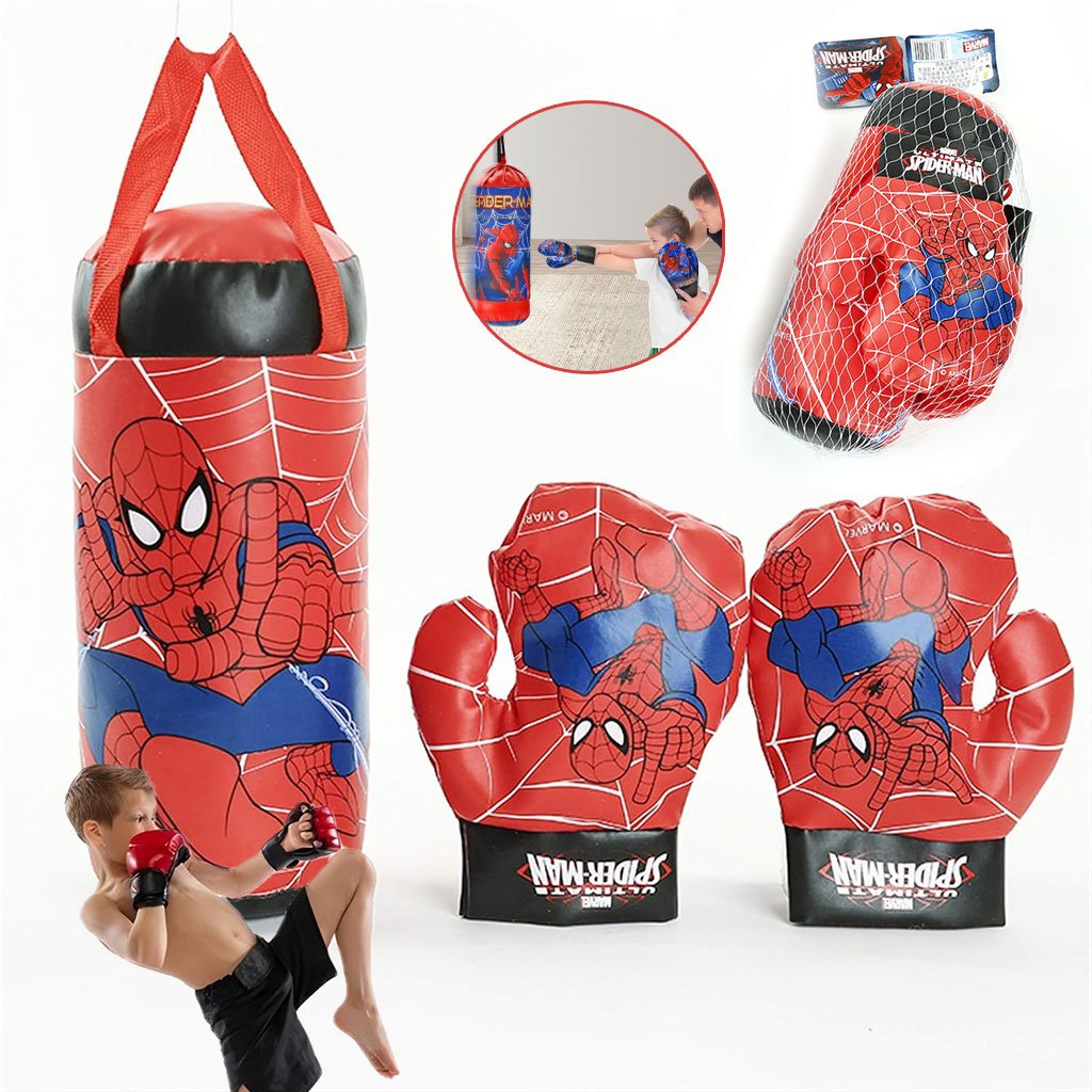 Spiderman-Box-cnc-2.jpg Ensemble de sac de boxe pour enfants Spiderman / Avengers - الصورة 1