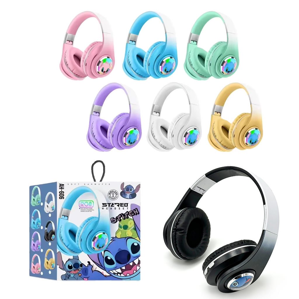 Stitch-AH-606-cnc.jpg Casque Audio Design Stitch pour Enfants avec Connexion Bluetooth, USB et Carte TF – سماعات رأس للأطفال ستيتش - الصورة 1