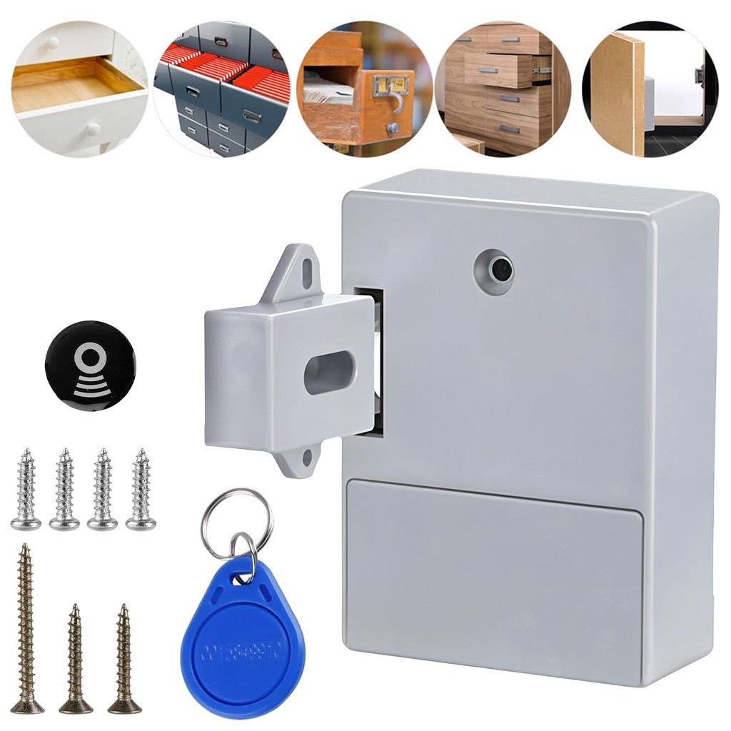 Verrou-Tiroire-cnc.jpg Serrure électronique d’armoire avec carte de déverrouillage – قفل درج ذكي مع بطاقة فتح - الصورة 1