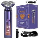 Kemei rasoir électrique complet du corps pour hommes , étanche, affichage numérique LCD, système flottant 3D, KM-1941s