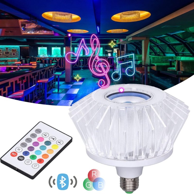 xr:d:DAF6mXZlMQU:79,j:7192665197636748411,t:24012511 Ampoule musicale LED haut-parleur intégré Crystal Avec Bluetooth et télécommande 24W - الصورة 1