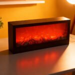 Cheminée LED décorative effet flammes forme rectangulaire