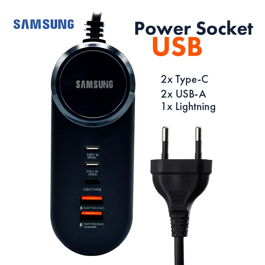 samsung-cnc-1.jpg Power Socket Charge rapide Samsung, 25 W 5 Ports Type-C USB Lightning – مقبس شحن سريع سامسونغ - الصورة 1
