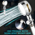 Pommeau de Douche avec Ventilateur Économie pour Salle de Bains Débit 360 Degrés Rotation