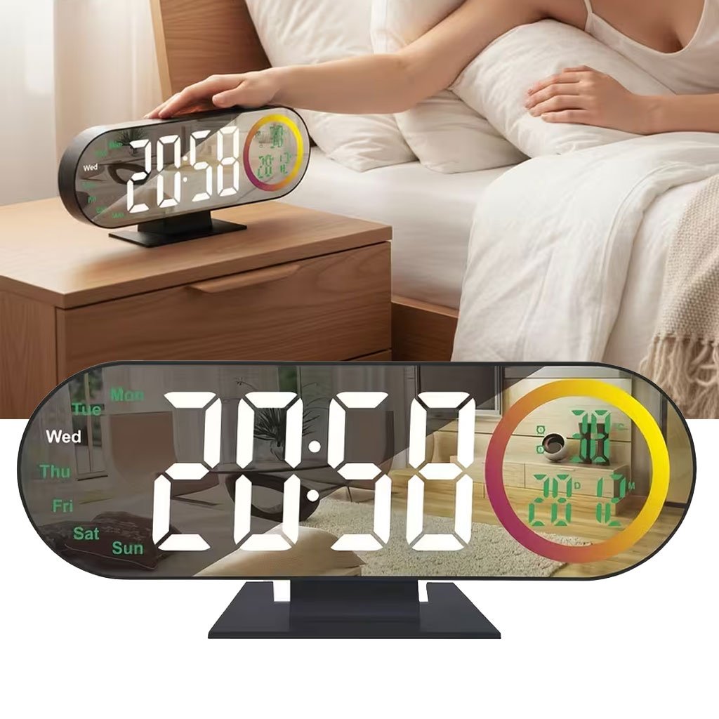 DS-3827LW-CNC.jpg Réveil numérique alimenté par USB avec lumière d’ambiance RVB – جهاز منبه رقمي - الصورة 1