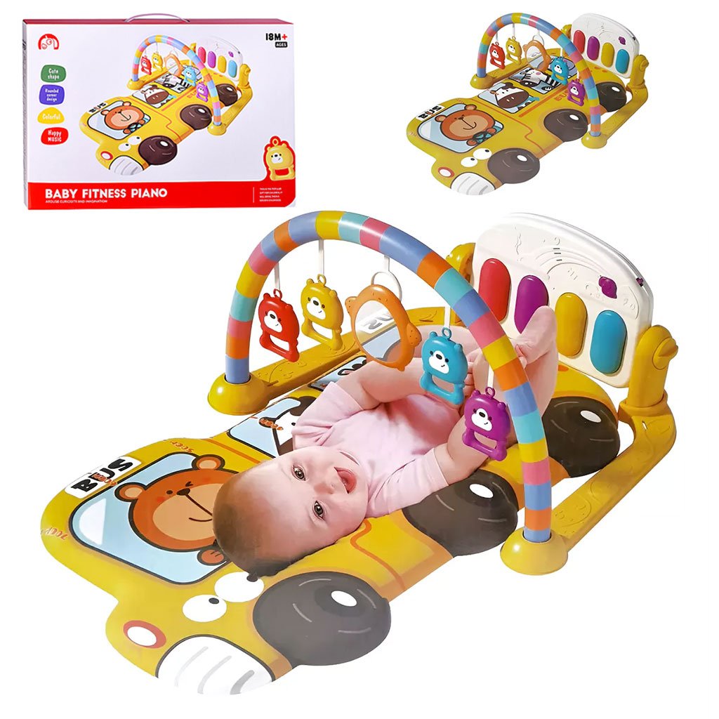 1774777311503_izqm2giw_baby-fitness-piano-cnc-Copie.jpg Tapis d'éveil piano Baby Explorer avec hochets suspendus - بساط بيانو للرضع - الصورة 1