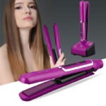 Mini Lisseur à cheveux rechargeable USB avec Base de Chargement - مكواة شعر لاسلكية 2 في 1